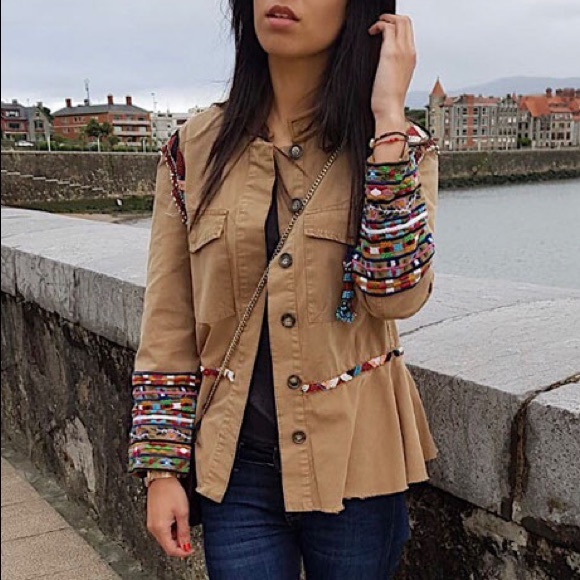 Zara Jackets & Blazers - Zara Beaded Embroidered Peplum Jacket Blogger Fav